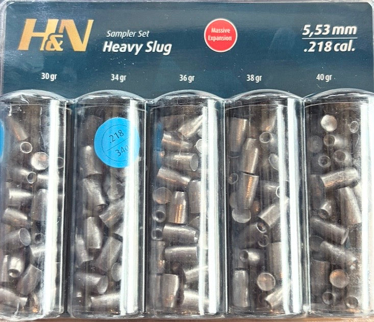 H and N Slug HP Heavy .218 (.22 5.53mm) Sampler Set