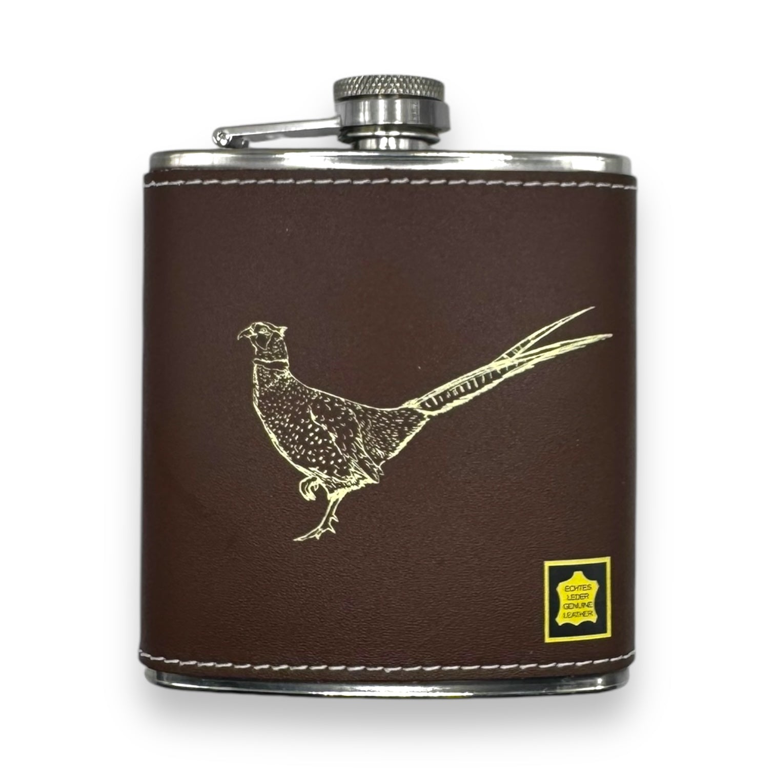6oz Brown Leather Flask Set by Bisley