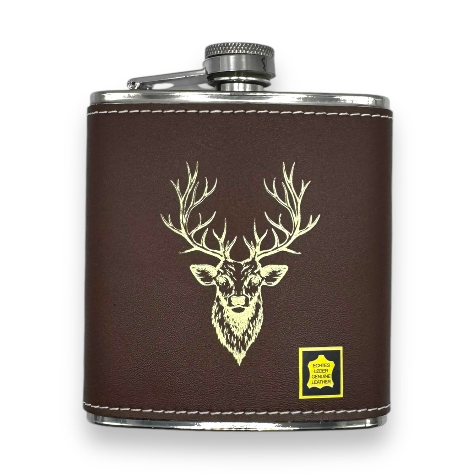6oz Brown Leather Flask Set by Bisley