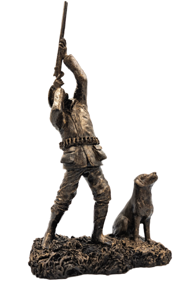 Patina Bronze Highbird Gun With Labrador (Medium)