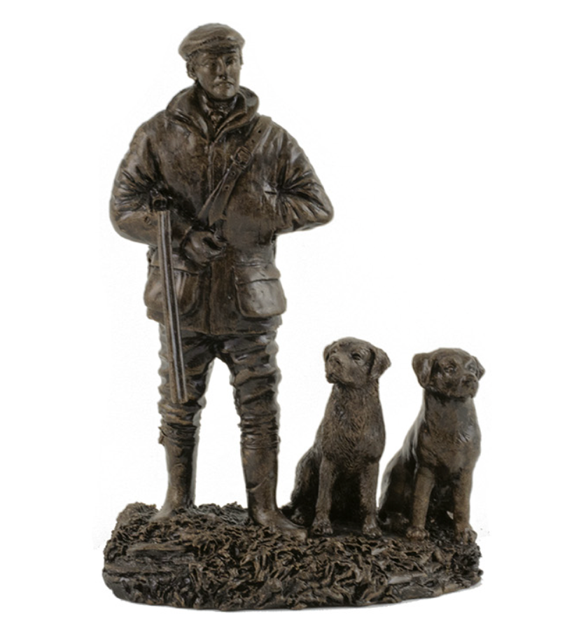 Patina Bronze Sculpture Best Shot And His Dog