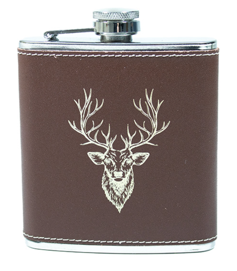 6oz Brown Genuine Leather Flasks by Bisley
