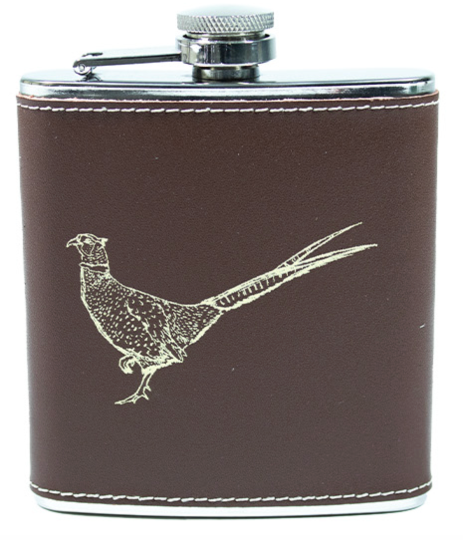 6oz Brown Genuine Leather Flasks by Bisley