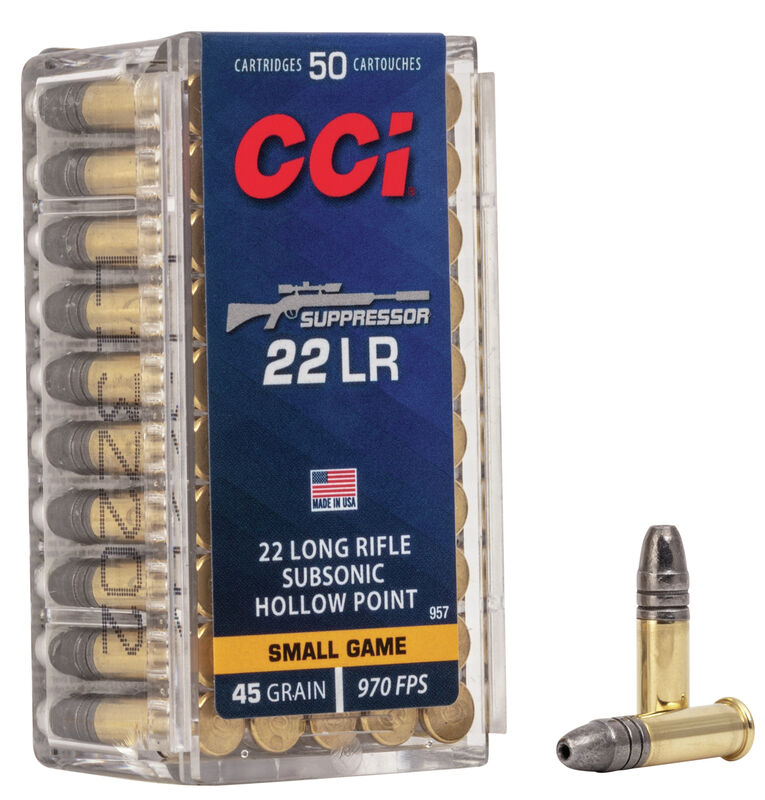 CCI .22 LR Suppressor Subsonic HP 45gr